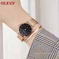 2020 OLEVS Lady Business Quarz-Armbanduhr Minimalist Rose Mesh Power Reserve Uhr für Dame Kostenloser Versand Uhr